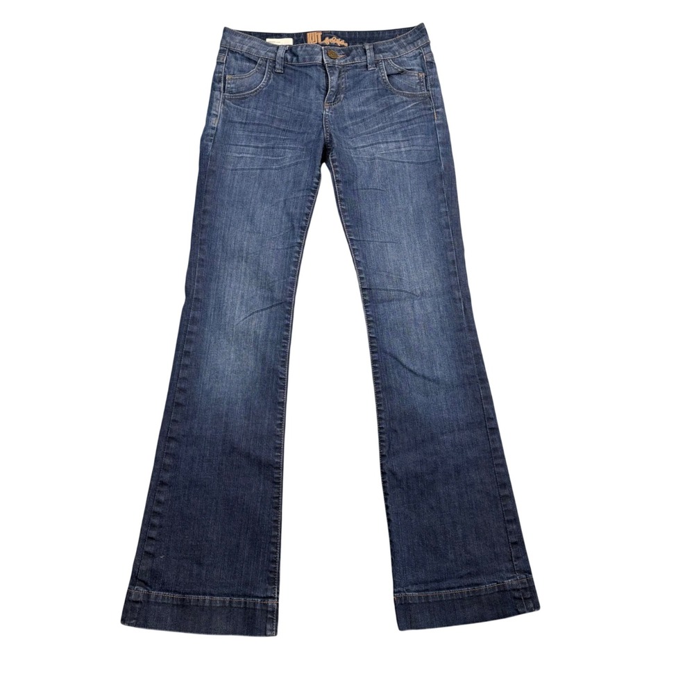 KUT from the Kloth Maggy Flare Jeans Dark Wash Low Rise Size 2 Stretch Denim